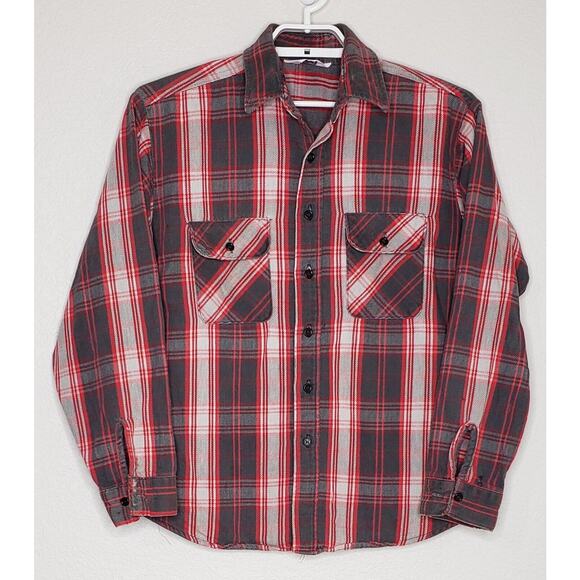 Five Brother Other - Five Brother Mens Shirt Large Red Gray Heavyweight Collared Button Down Pockets